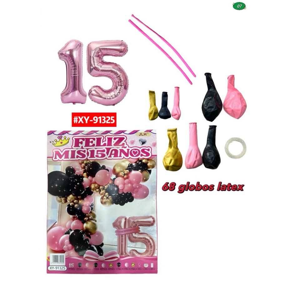SET DE GLOBOS MIS 15 AÑOS #XY-91325