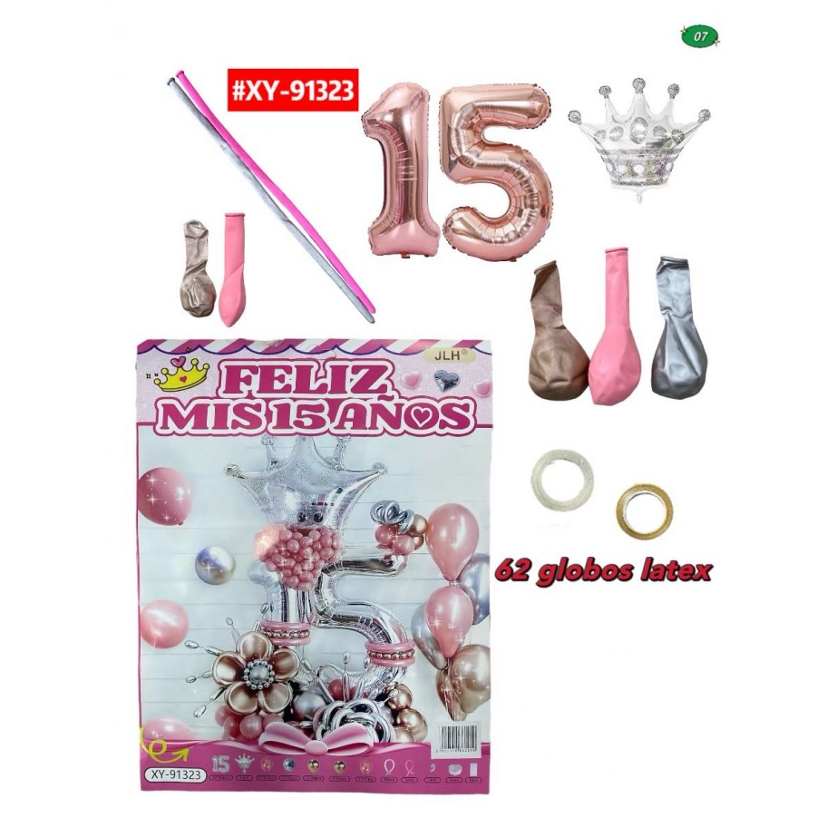 SET DE GLOBOS MIS 15 AÑOS #XY-91323