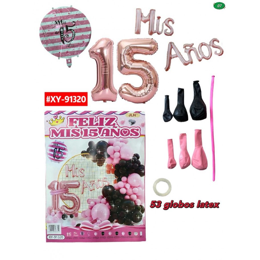 SET DE GLOBOS MIS 15 AÑOS #XY-91320