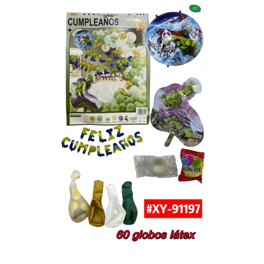 SET DE GLOBOS HULK #XY-91197
