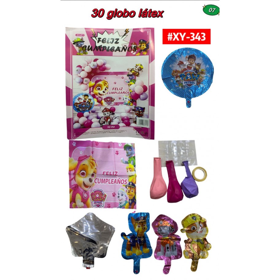 SET DE GLOBOS PAW PATROL #XY-343