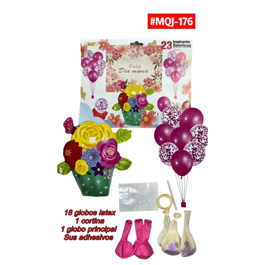 SET DE GLOBOS FELIZ DIA MAMÁ #MQJ-176 P.U