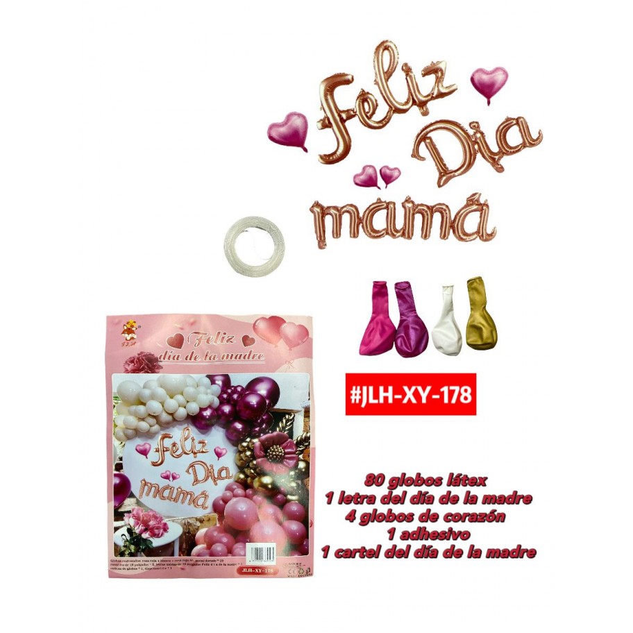 SET DE GLOBOS FELIZ DIA MAMÁ #JLH-XY-178 P.U