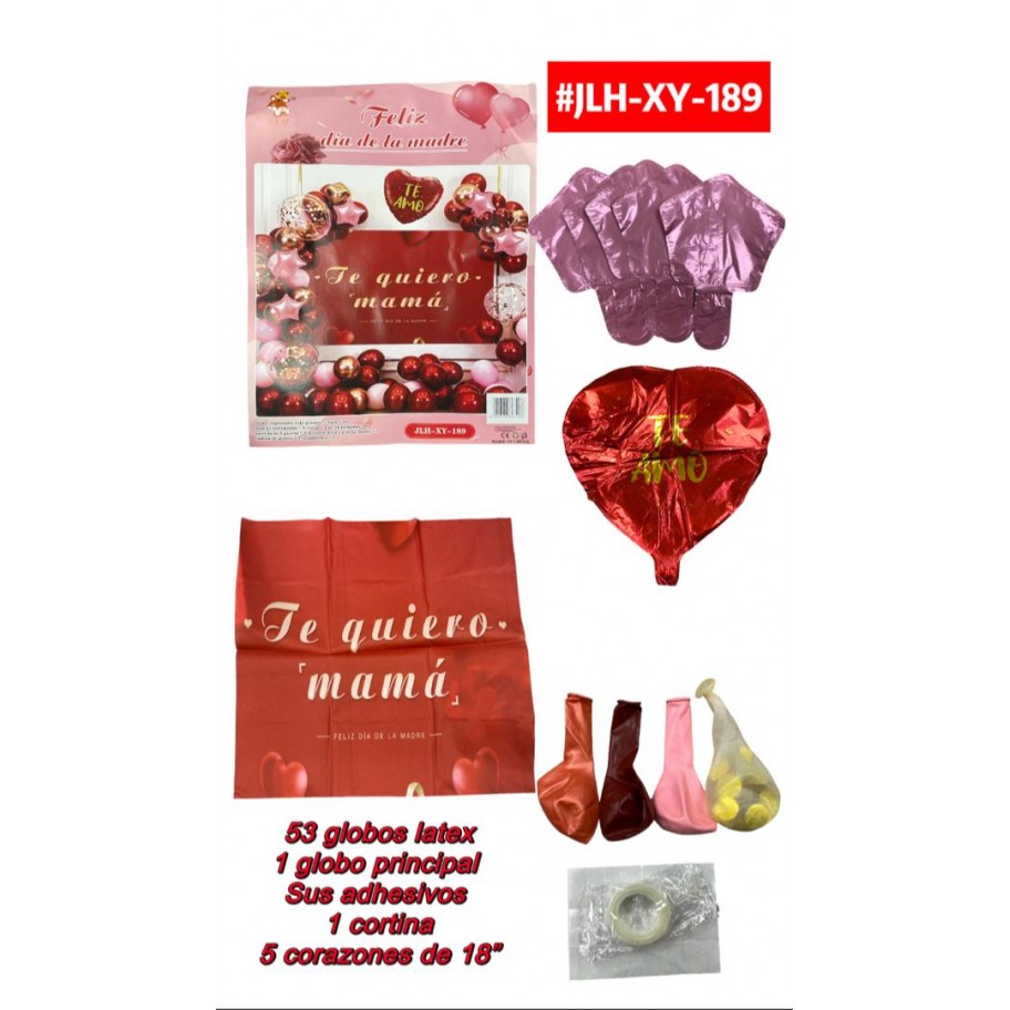 SET DE GLOBOS FELIZ DIA MAMÁ #JLH-XY-189 P.U