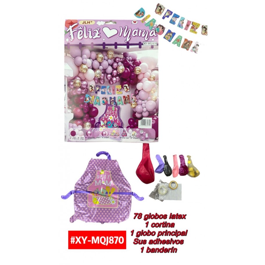 SET DE GLOBOS FELIZ DIA MAMÁ #XY-MQJ870 P.U