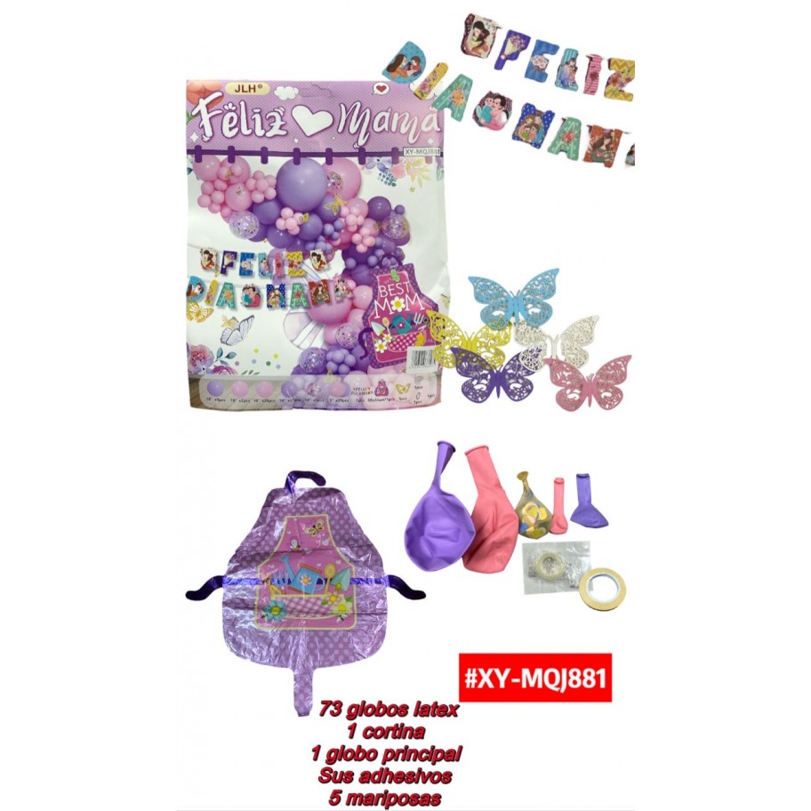 SET DE GLOBOS FELIZ DIA MAMÁ #XY-MQJ881 P.U