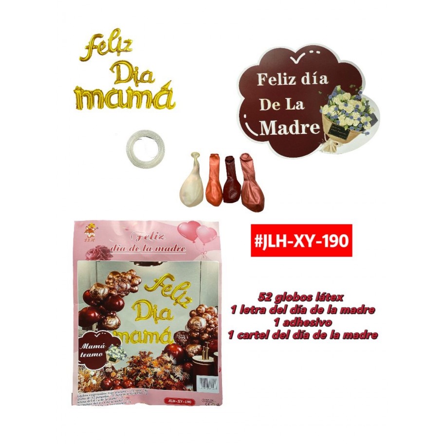 SET DE GLOBOS FELIZ DIA MAMÁ #JLH-XY-190 P.U