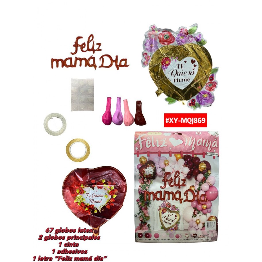 SET DE GLOBOS FELIZ DIA MAMÁ #XY-MQJ869 P.U