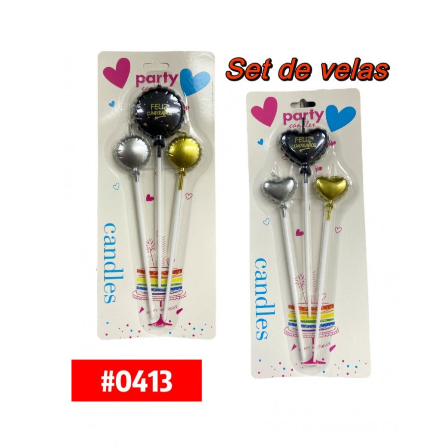 VELAS GLOBO/CORAZON 3uds #0413