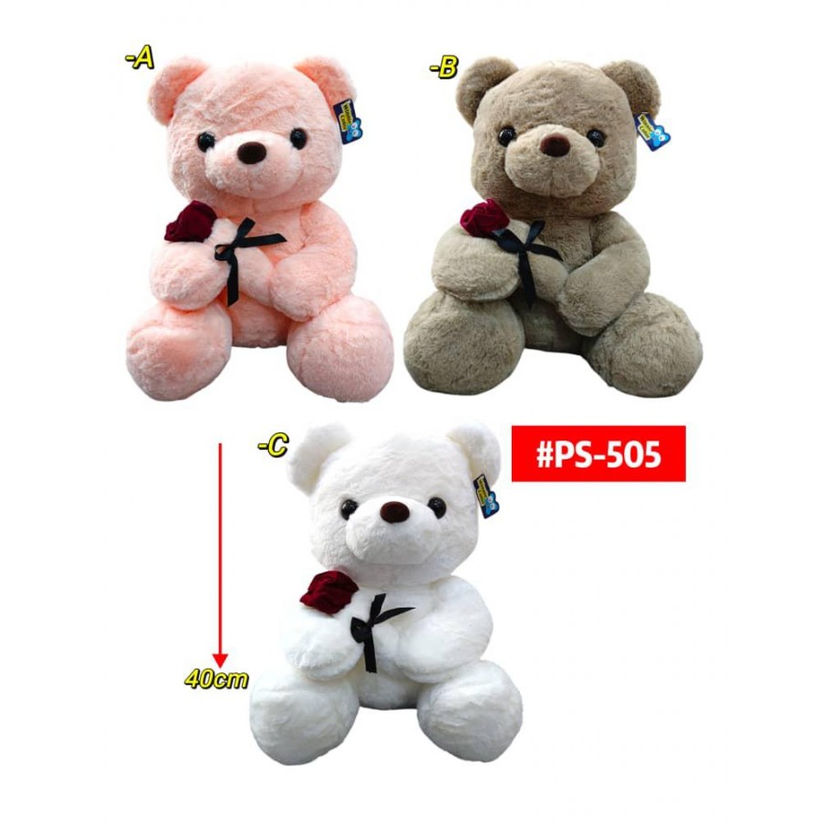PELUCHE OSO CON ROSA 40cm #PS-505