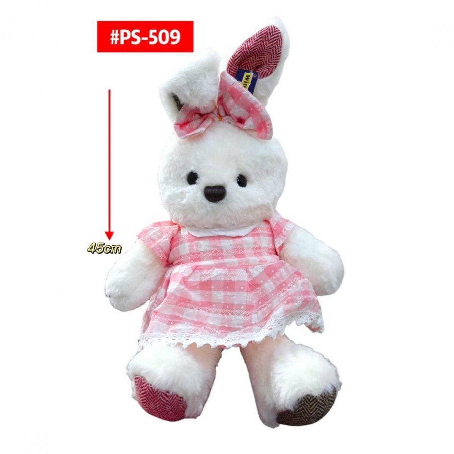 PELUCHE CONEJO VESTIDO CUADROS 45cm #PS-509 P.U
