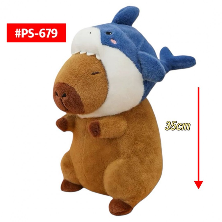 PELUCHE CAPYBARA GORRO TIBURON 35cm #PS-679