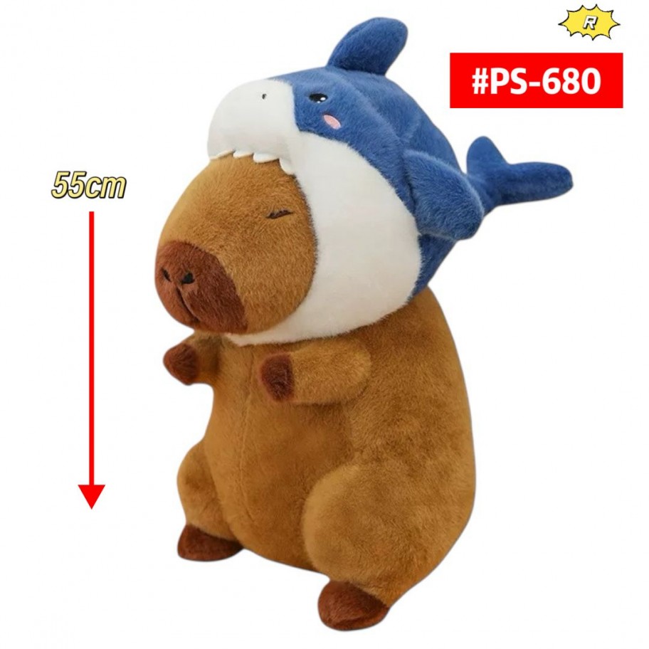 PELUCHE CAPYBARA GORRO TIBURON 55cm #PS-680