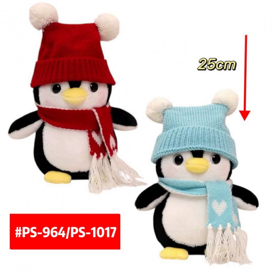 PELUCHE PINGÜINO CON GORRO 25cm #PS-964/PS-1017