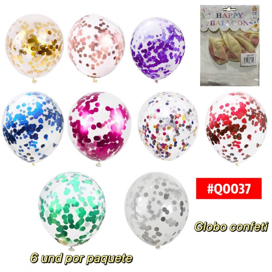 GLOBOS CONFETTI 6uds #Q0037