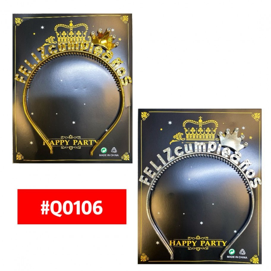 CINTILLO DE FELIZ CUMPLEAÑOS CON CRISTALES #Q0106