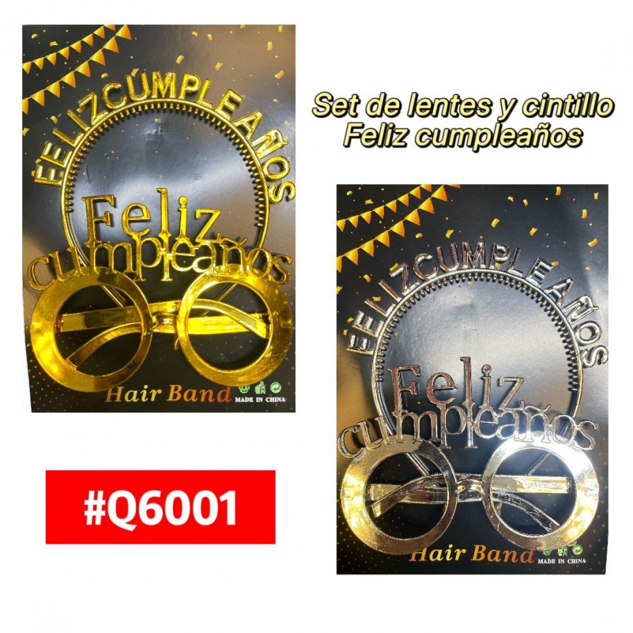 SET DE CINTILLO CON LENTES FELIZ CUMPLEAÑOS #Q6001