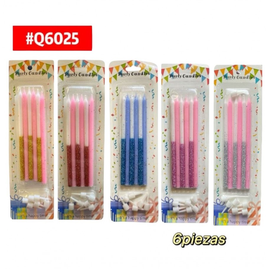 VELAS BICOLOR ESCARCHA *6uds #Q6025