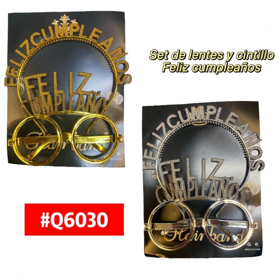 SET DE CINTILLO CON LENTES FELIZ CUMPLEAÑOS #Q6030