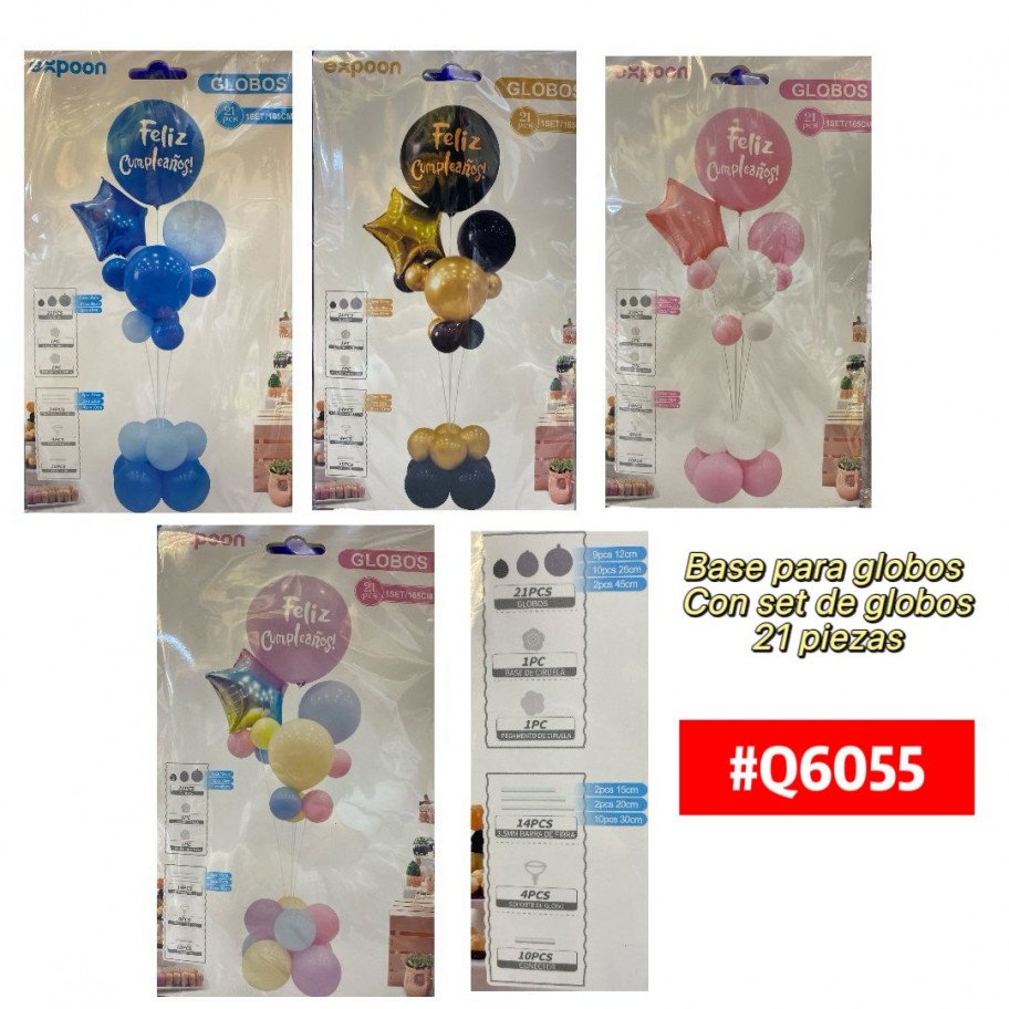 SET DE GLOBOS CON BASE 21pcs #Q6055