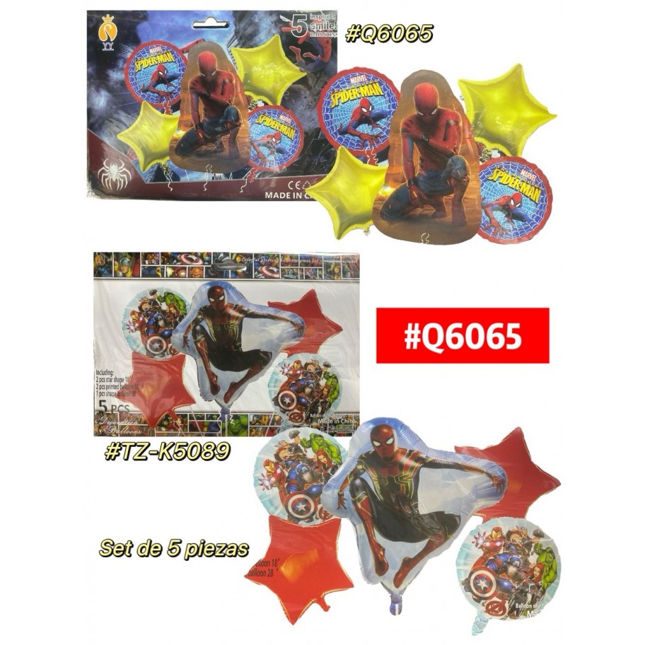 SET DE GLOBOS SPIDERMAN 5pcs #Q6065