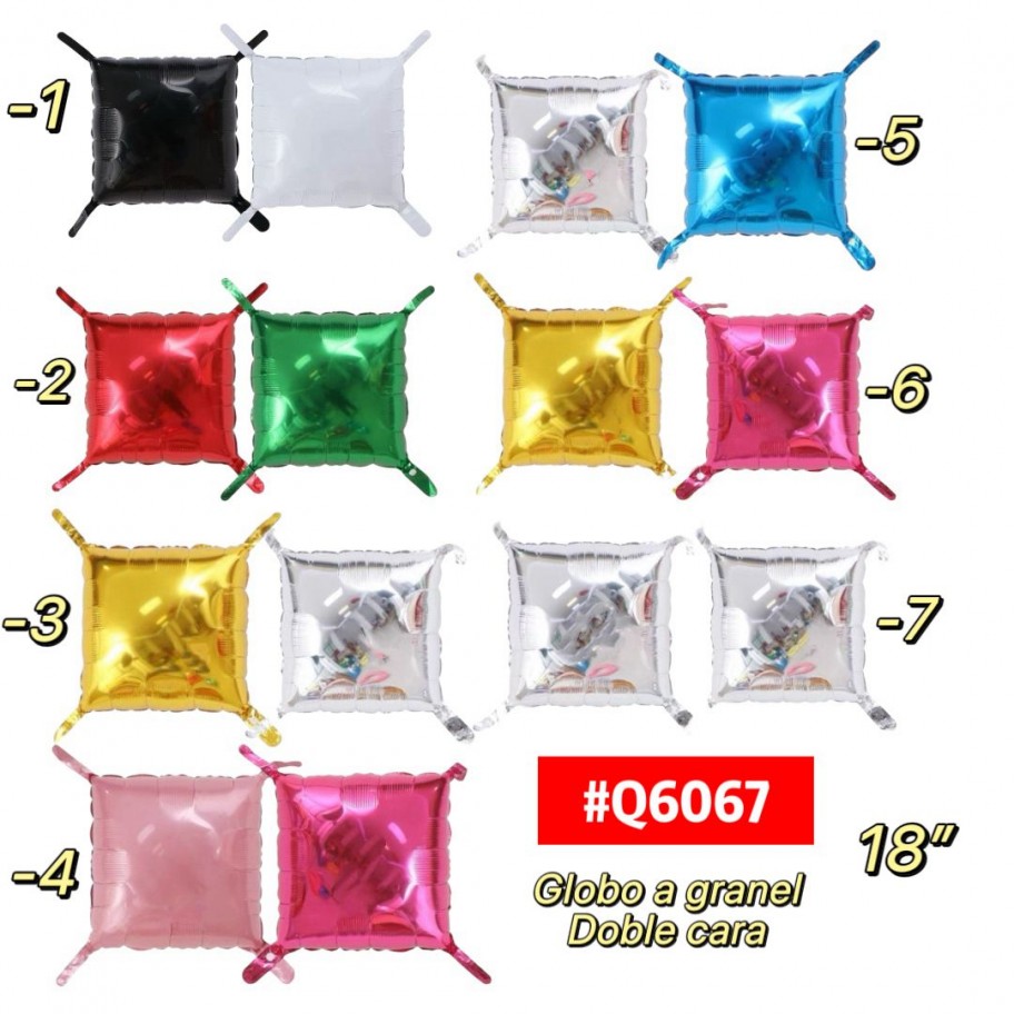 GLOBO CUADRADO DOBLE CARA 18" #Q6067 GRANEL