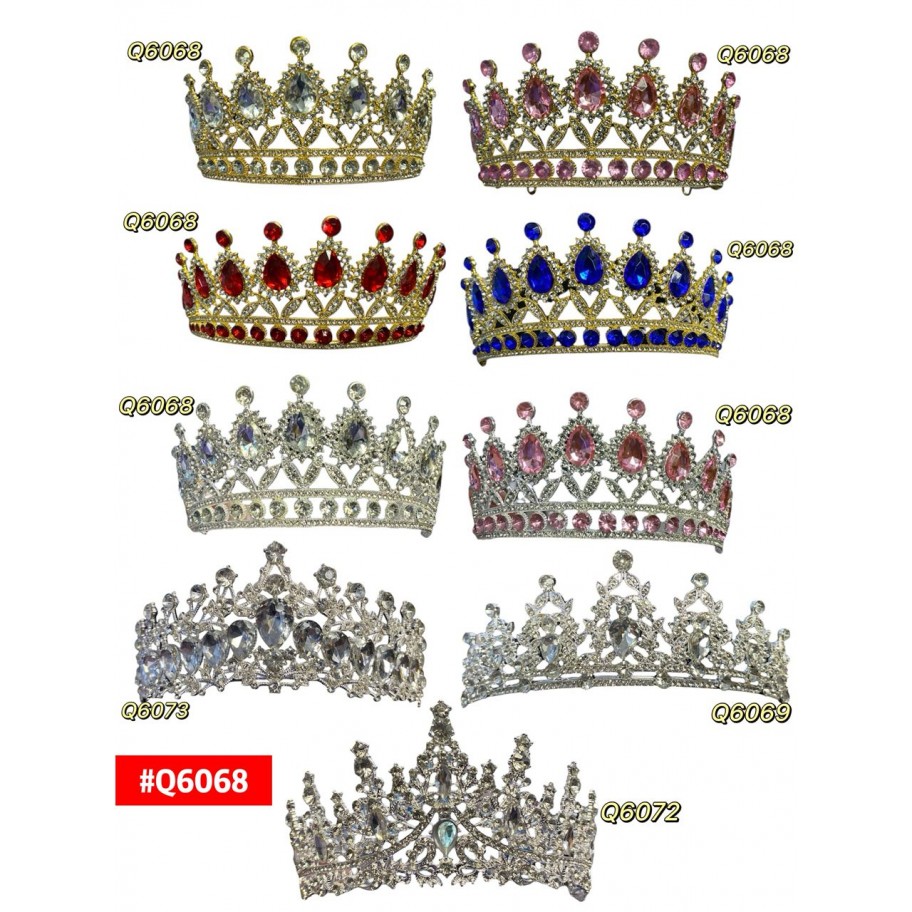 CORONA PLATEADO DORADO CON CRISTALES #Q6068