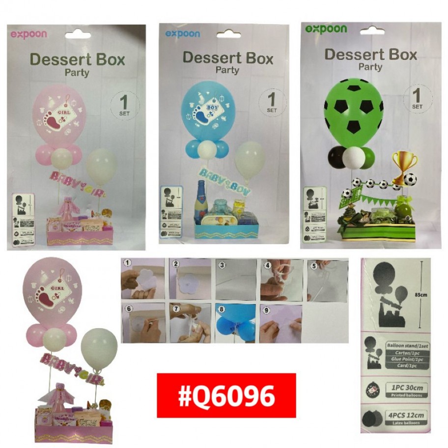 SET DE GLOBOS CON BASE Y CAJA #Q6096