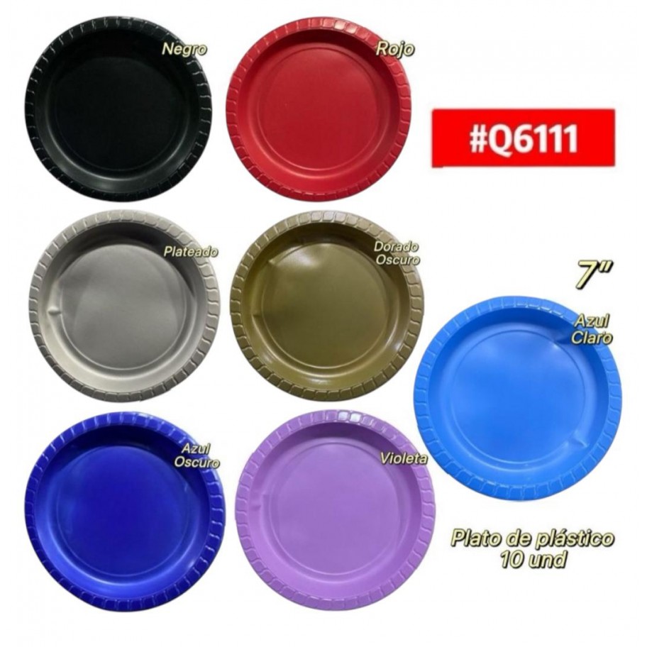 PLATOS UNICOLOR DE 7" 10uds #Q6111