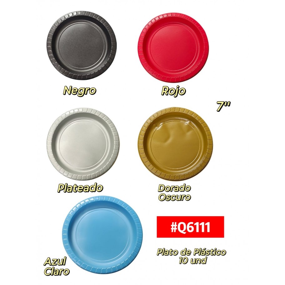 PLATOS UNICOLOR DE 7" 10uds #Q6111