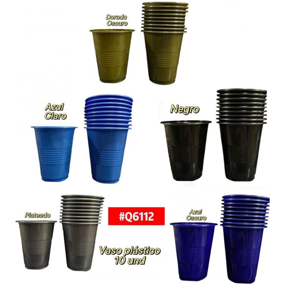 VASOS UNICOLOR 250ML 10uds #Q6112