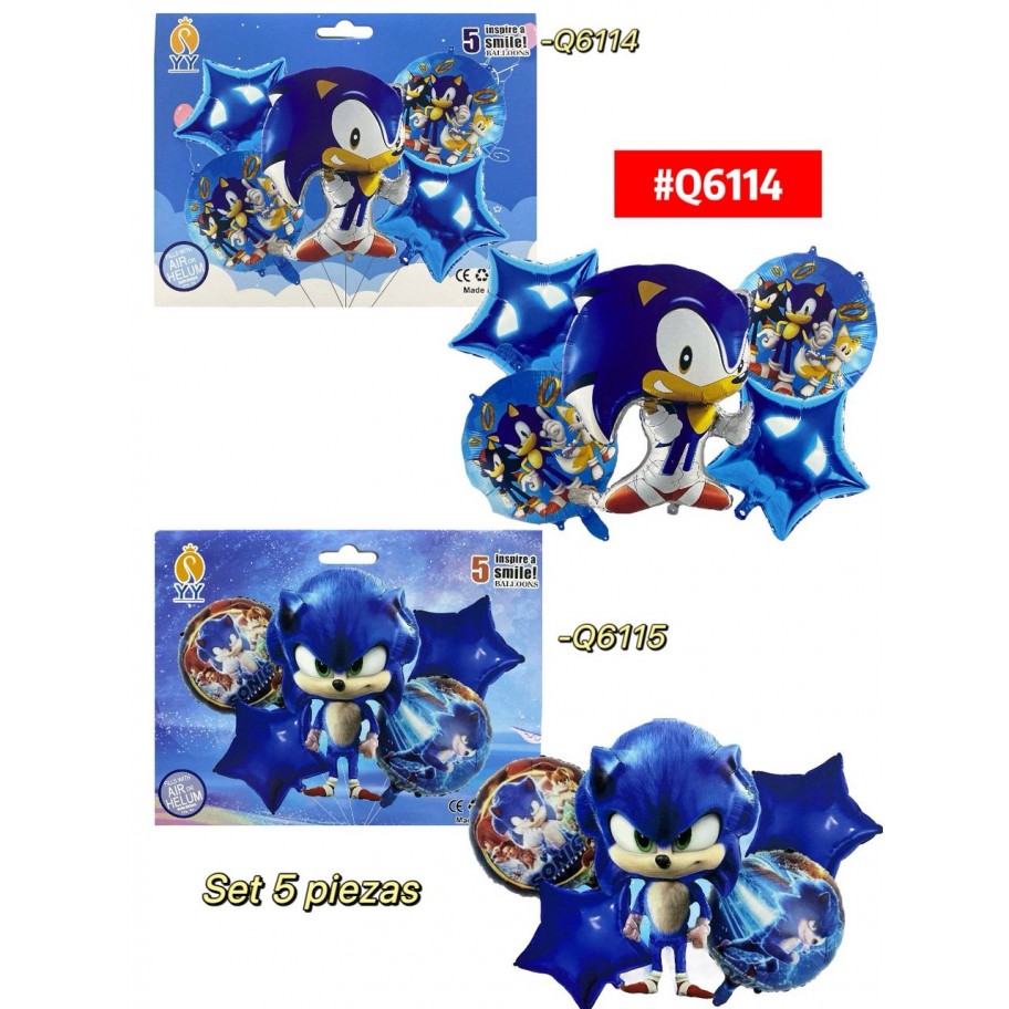 KIT DE GLOBOS SONIC 5pcs #Q6114