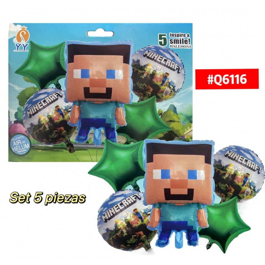 KIT DE GLOBOS MINECRAFT 5pcs #Q6116
