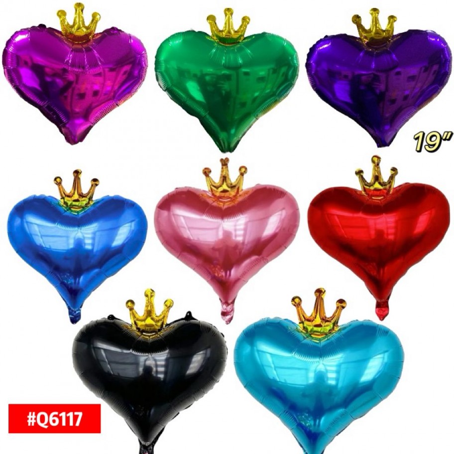 GLOBO FOIL 19" CORAZON CON CORONA GRANEL #Q6117