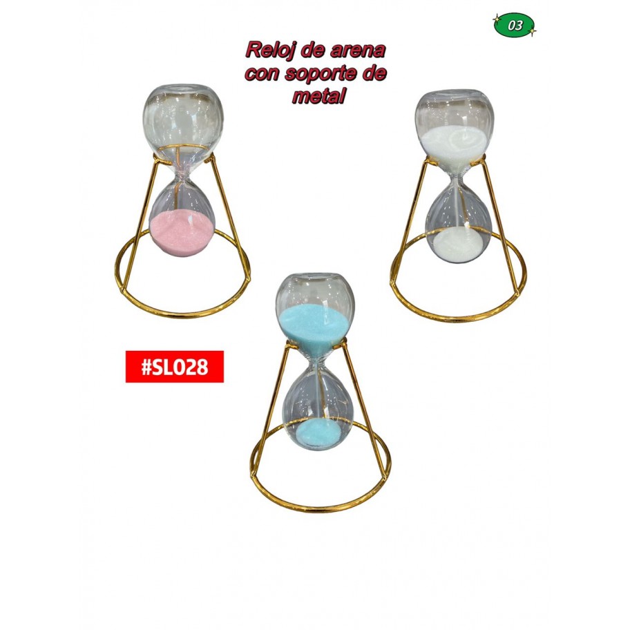 RELOJ DE ARENA CON SOPORTE DE METAL #SL028