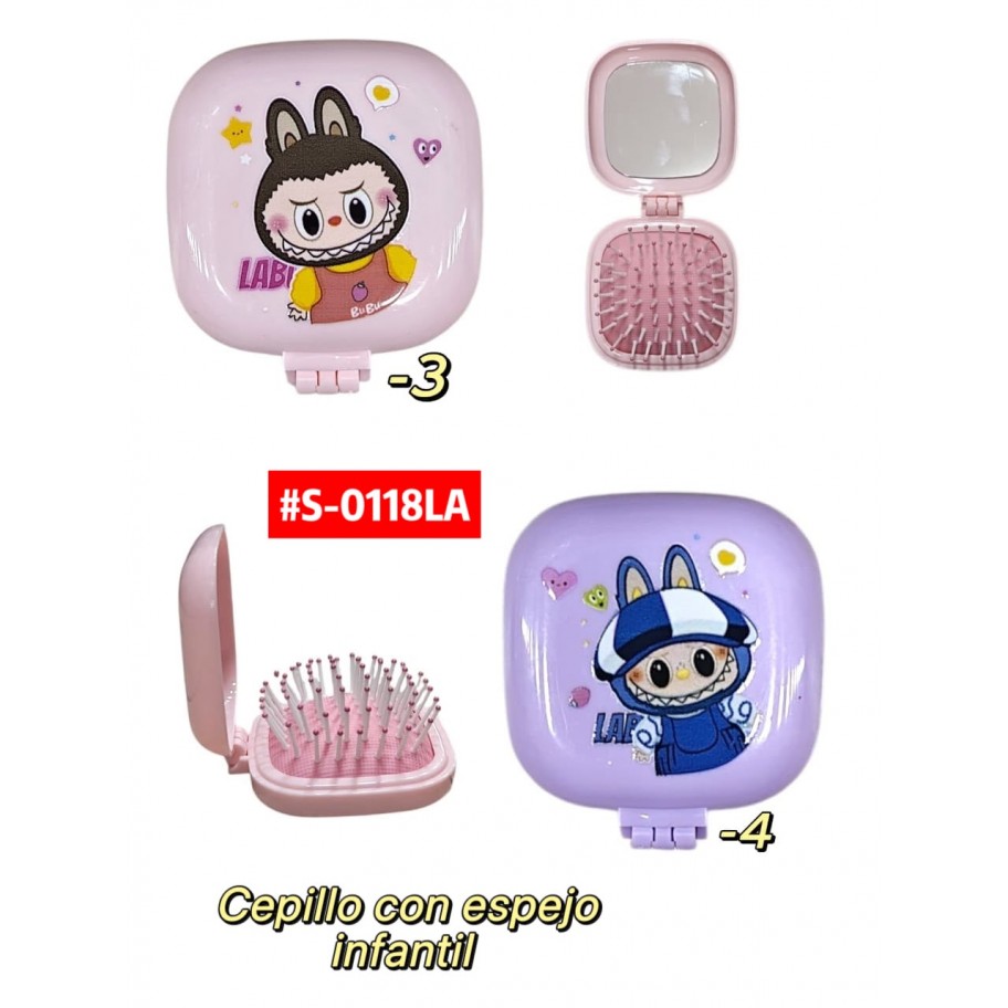 CEPILLO CON ESPEJO PORTATIL LABUBU #S-0118LA
