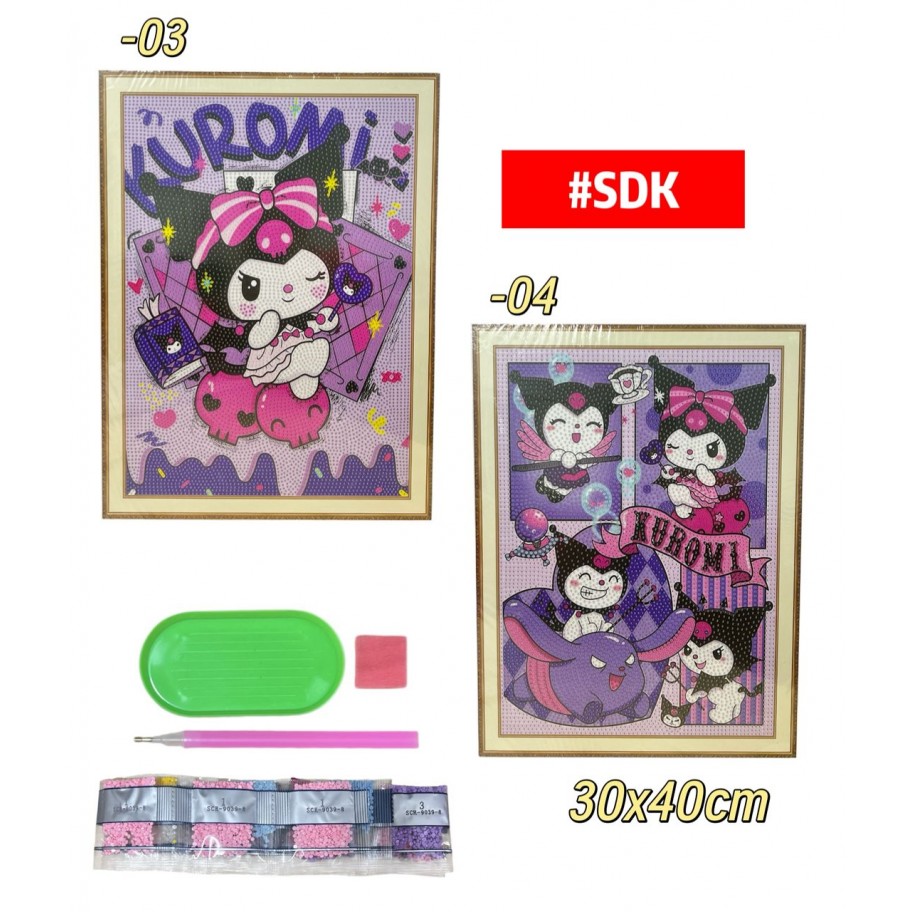 PINTURA DIAMANTE KUROMI 30x40cm #SDK