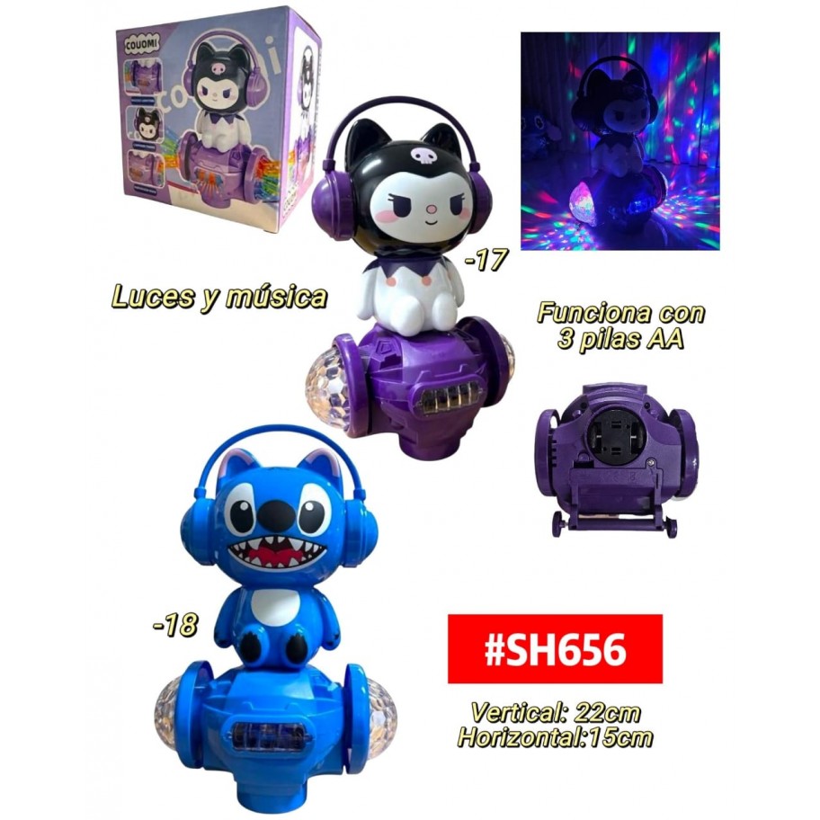 CARRITO CON LUCES Y MUSICA KUROMI STITCH #SH656 P.U