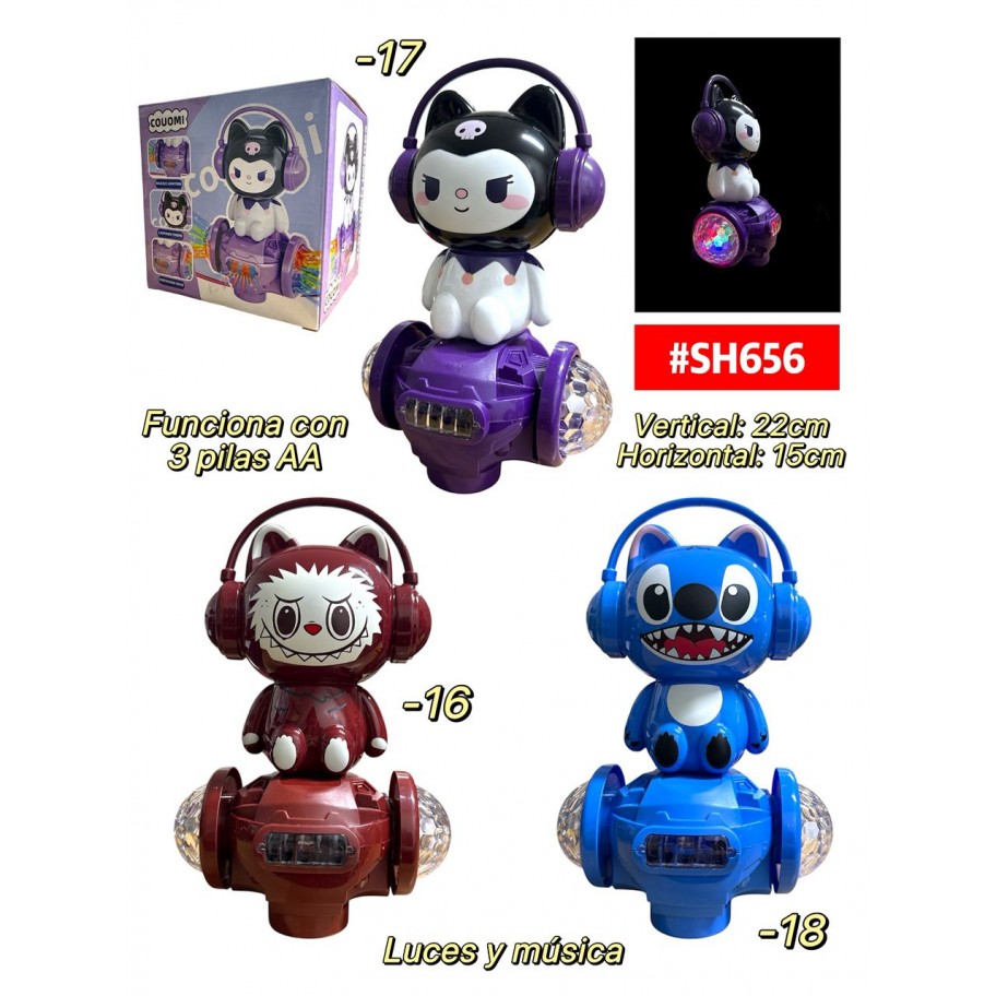 CARRITO CON LUCES Y MUSICA KUROMI LABUBU STITCH #SH656 P.U