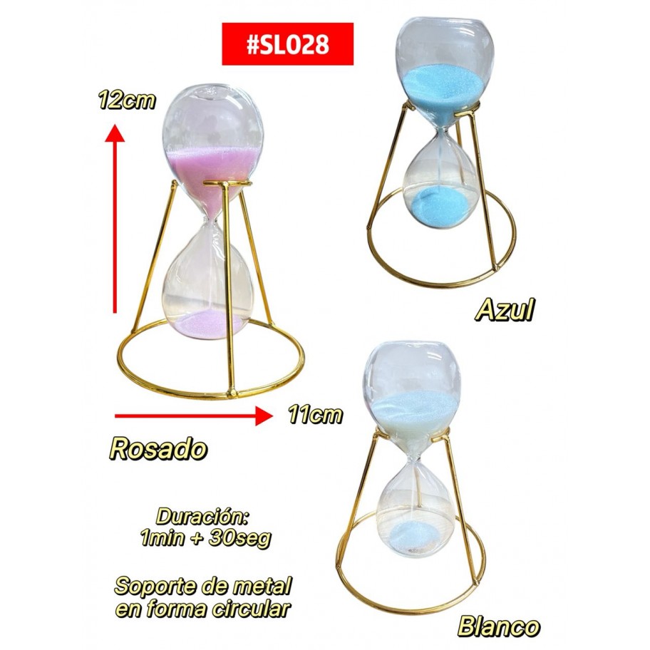 RELOJ DE ARENA CON SOPORTE DE METAL #SL028 P.U