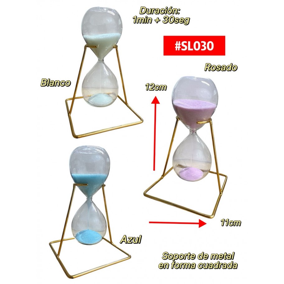 RELOJ DE ARENA CON SOPORTE DE METAL #SL030 P.U