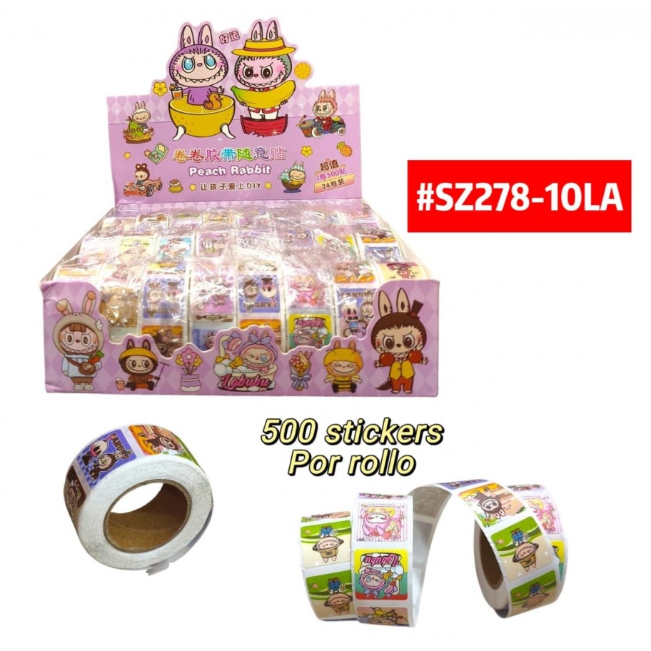 STICKERS EN ROLLO LABUBU #SZ278-10LA P.U