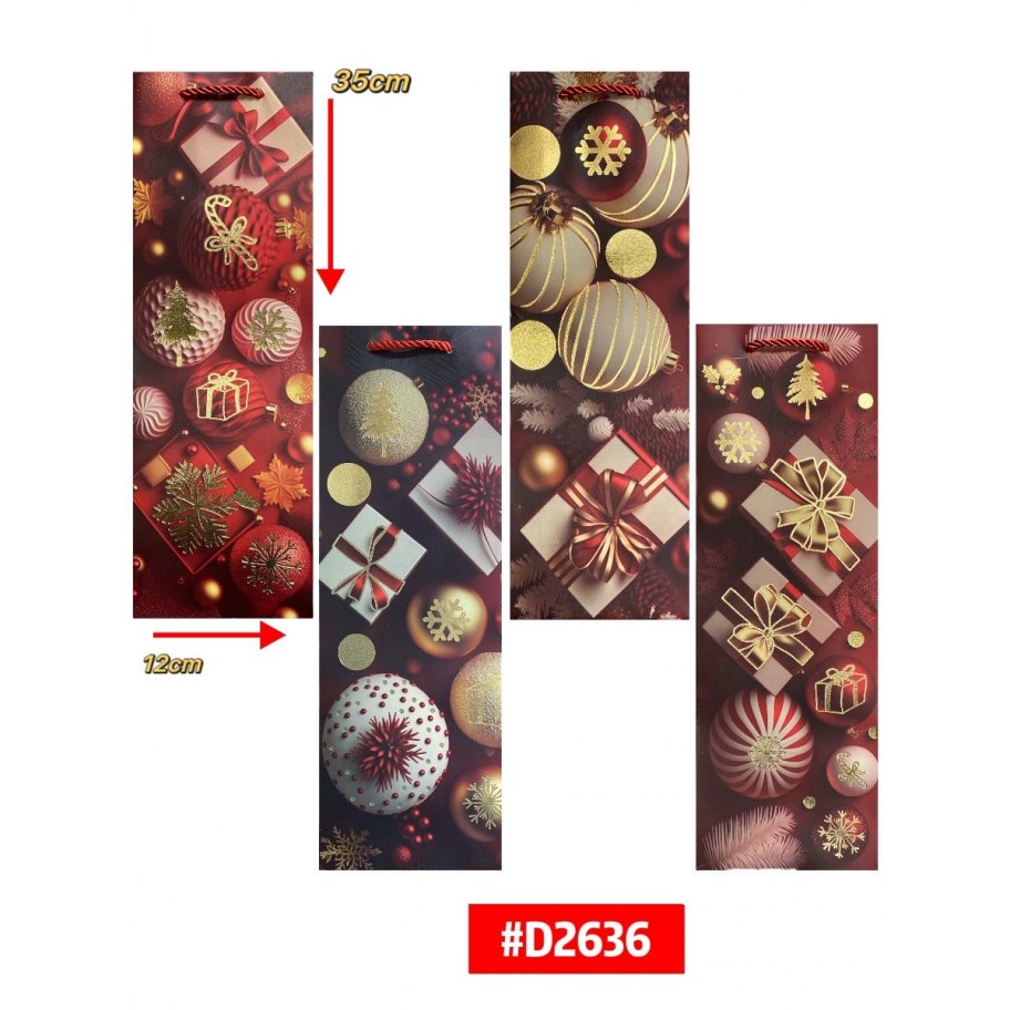 BOLSAS LARGAS DE REGALO NAVIDEÑA 12uds #D2636