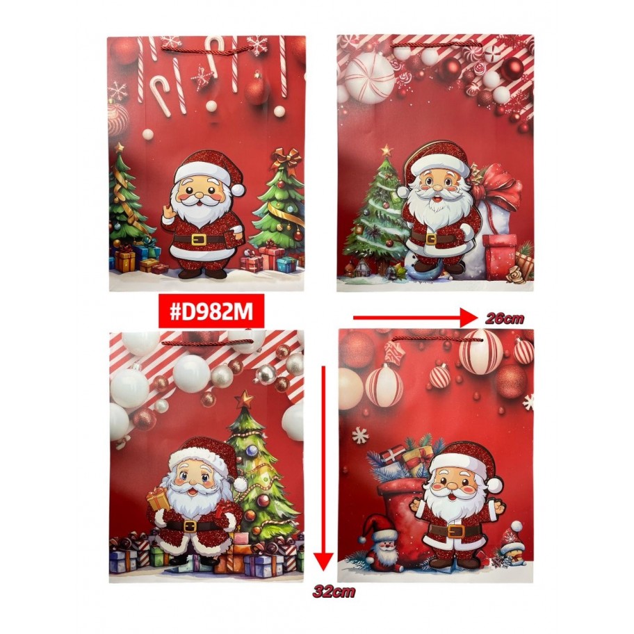 BOLSAS MEDIANAS DE REGALO NAVIDEÑA 12uds #D982M