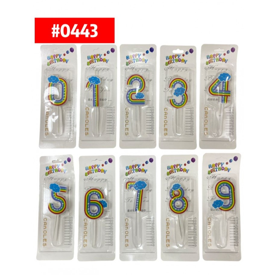 VELA NUMERO ARCOIRIS #0443