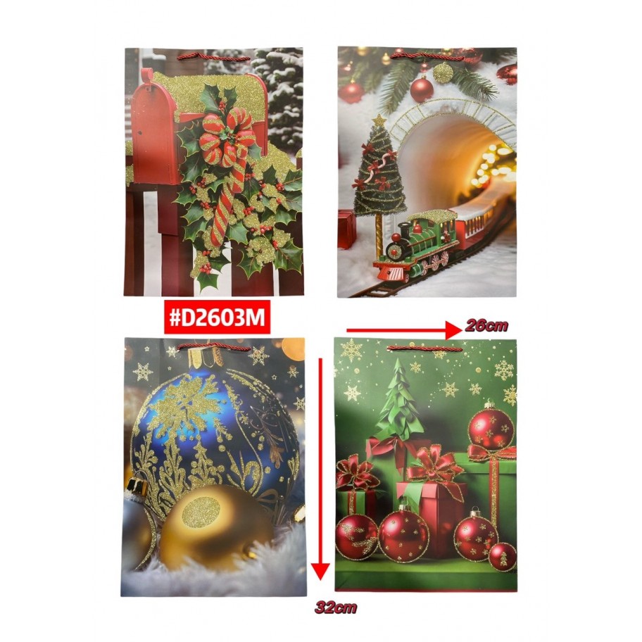 BOLSAS MEDIANAS DE REGALO NAVIDEÑA 12uds #D2603M