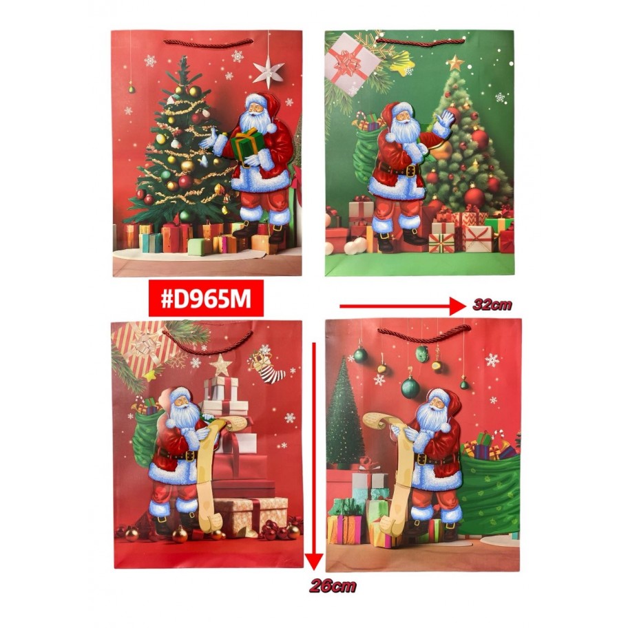 BOLSAS MEDIANAS DE REGALO NAVIDEÑA 12uds #D965M