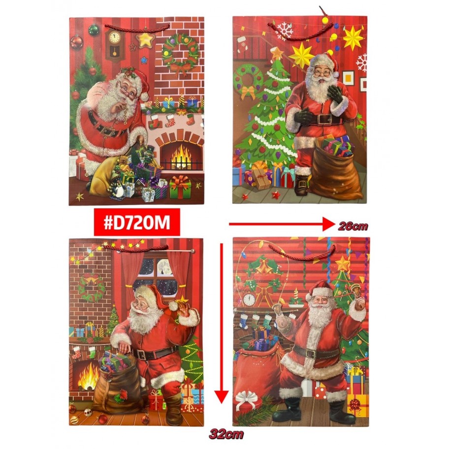 BOLSAS MEDIANAS DE REGALO NAVIDEÑA 12uds #D720M