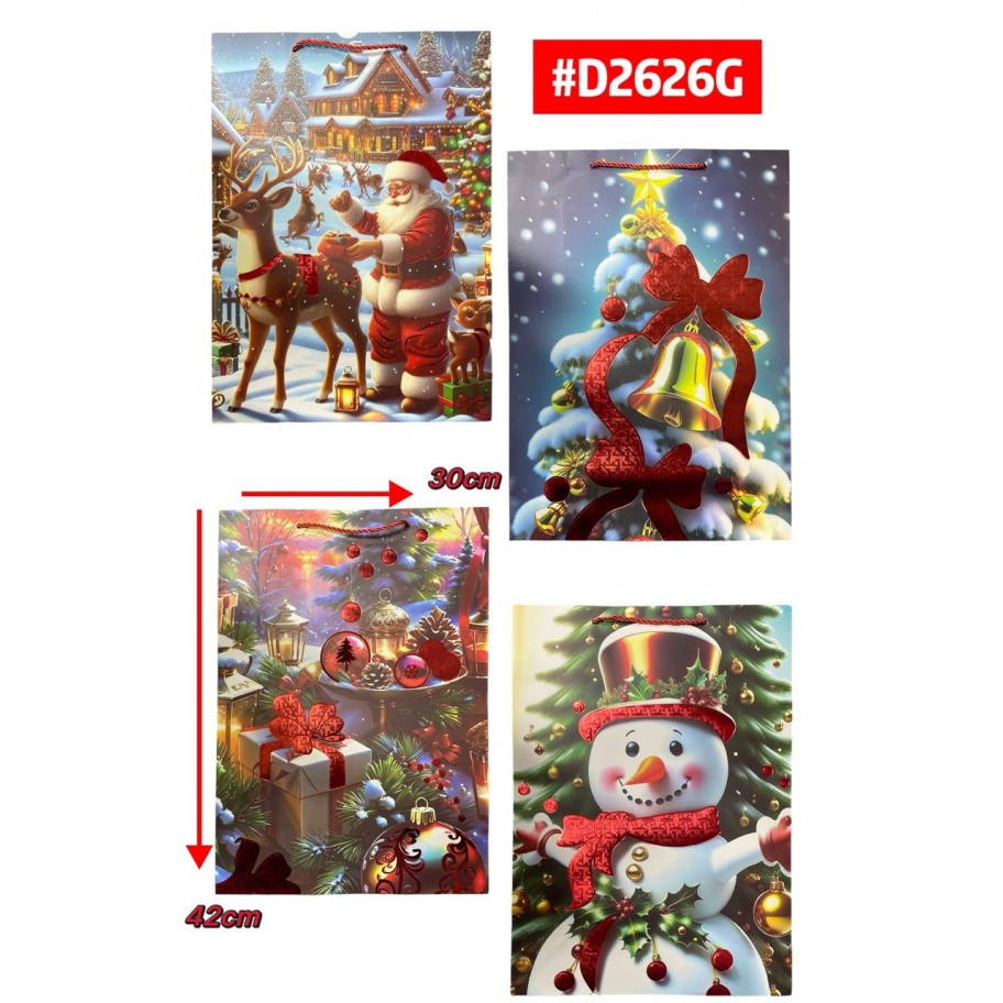 BOLSAS GRANDES DE REGALO NAVIDEÑA 12uds #D2626G