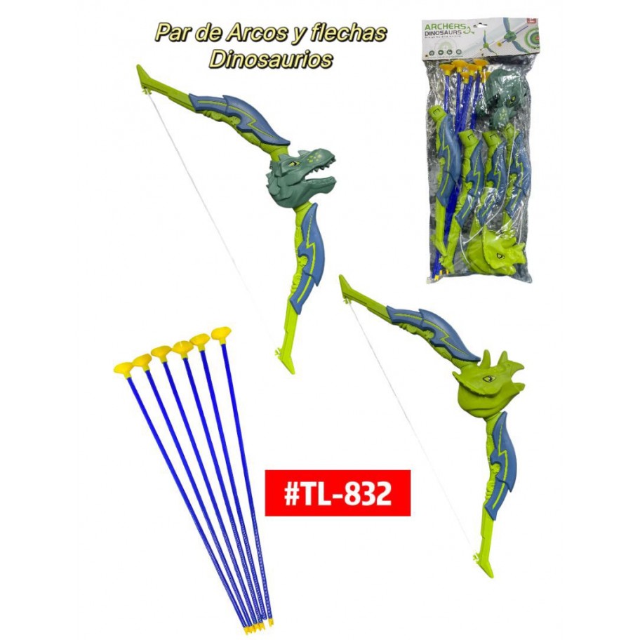 PAR DE ARCO Y FLECHAS DINOSAURIOS #TL-832